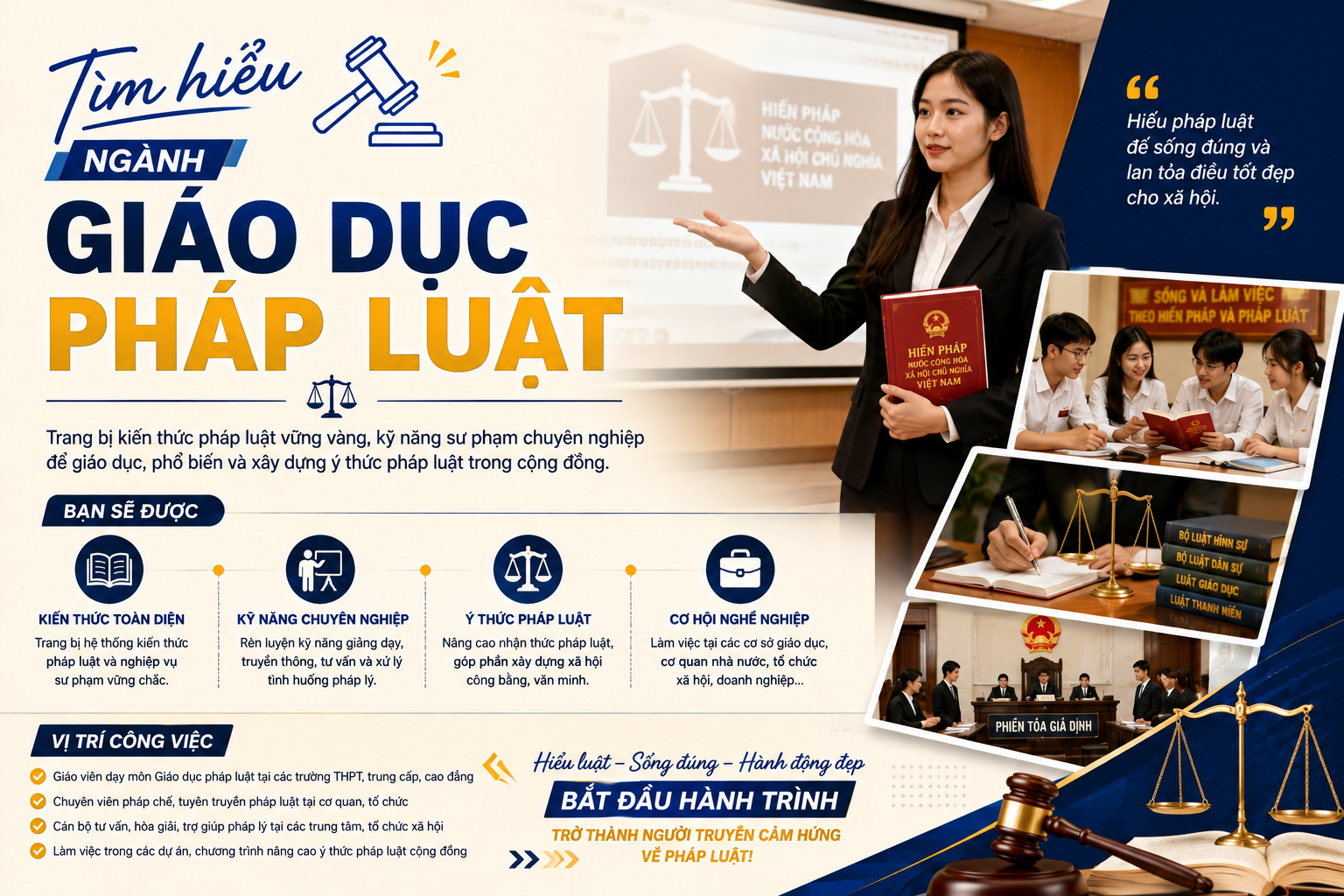 Ngành Giáo dục pháp luật học gì, học trường nào, ra trường làm công việc gì?