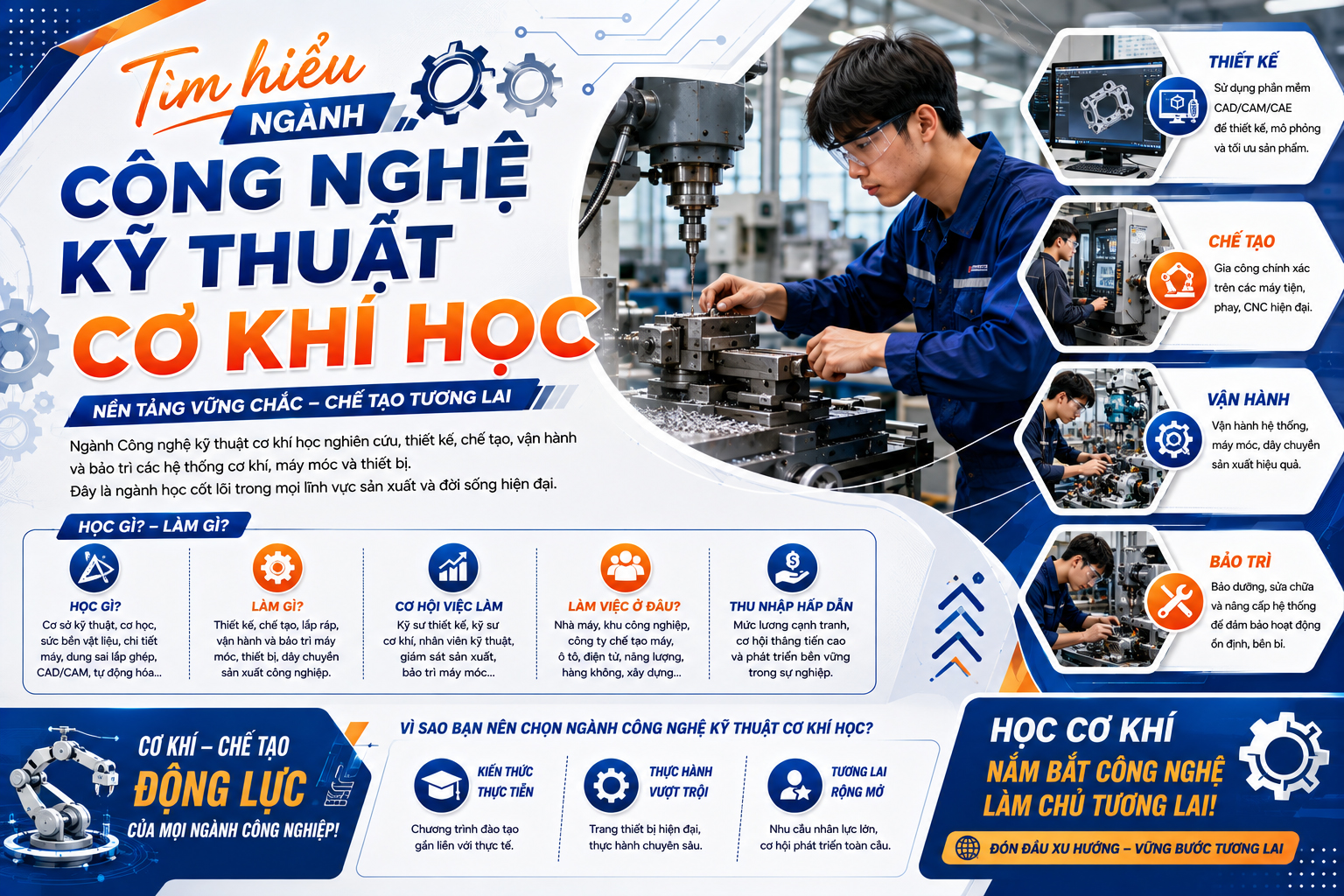Ngành Công nghệ kỹ thuật cơ khí học gì, học trường nào, ra trường làm công việc gì?
