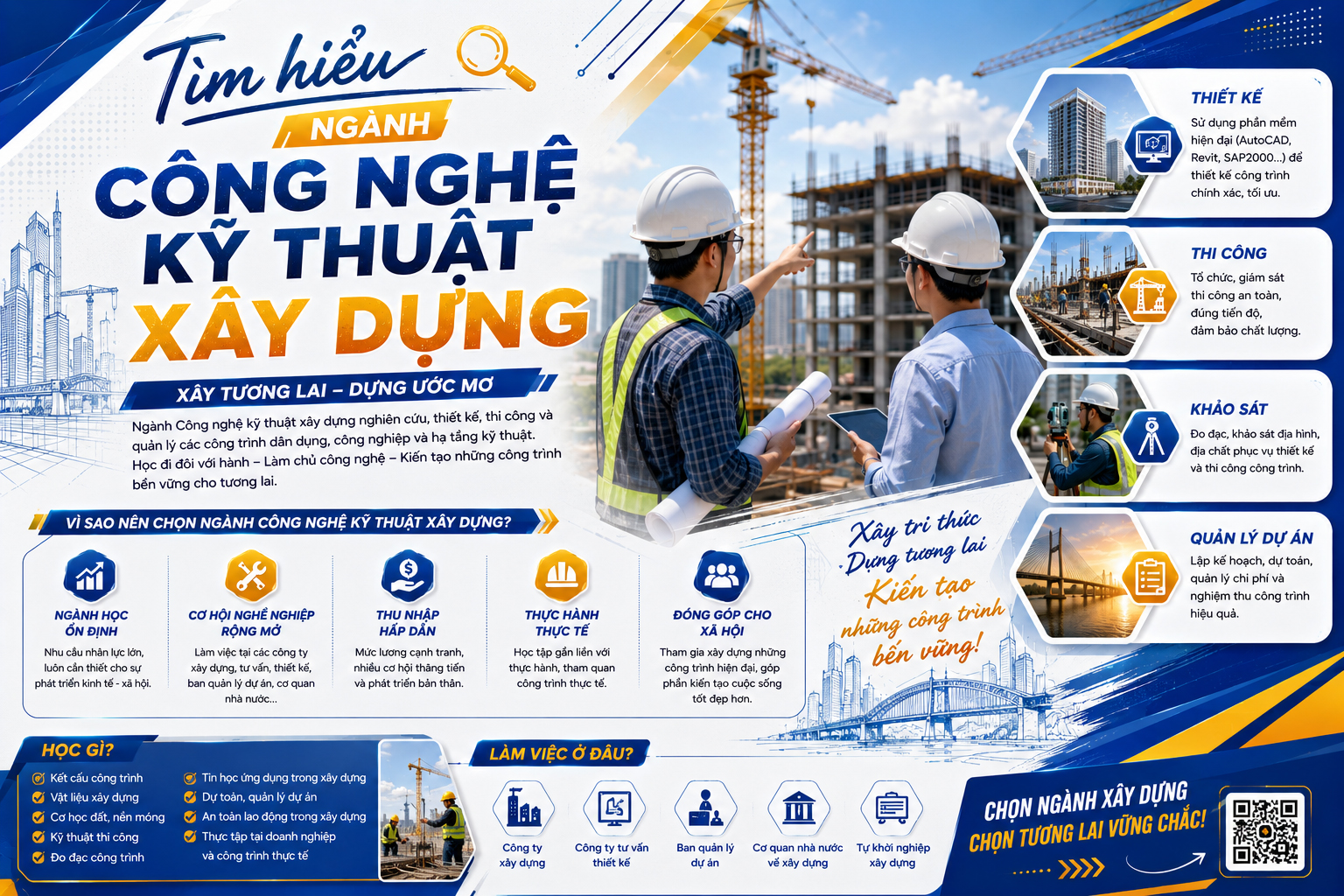 Ngành Công nghệ kỹ thuật xây dựng học gì, học trường nào, ra trường làm công việc gì?