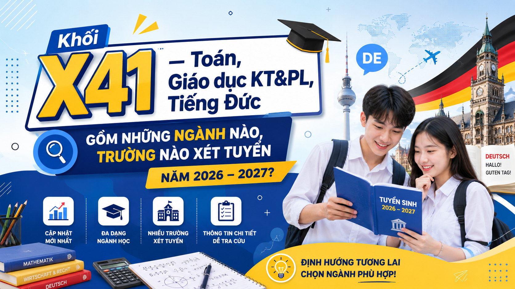 Khối X41 – Toán, Giáo dục KT&PL, Tiếng Đức gồm những ngành nào, trường nào xét tuyển?