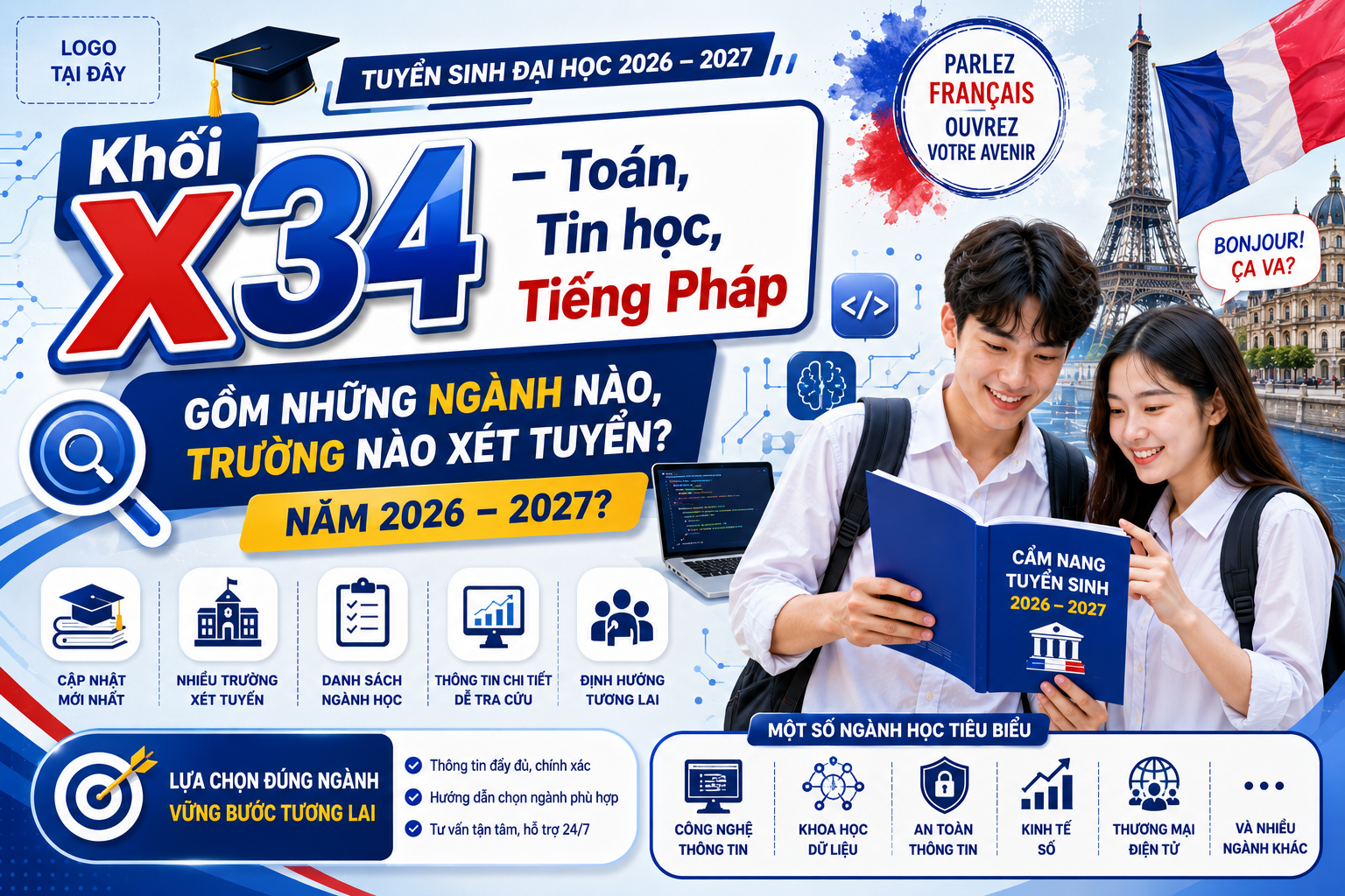 Khối X34 – Toán, Tin học, Tiếng Pháp gồm những ngành nào, trường nào xét tuyển?