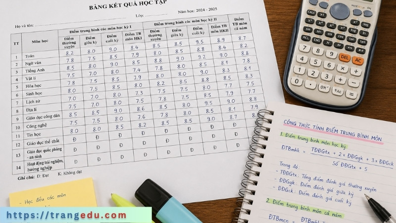 Hướng dẫn cách tính điểm trung bình môn THCS, THPT, Đại học
