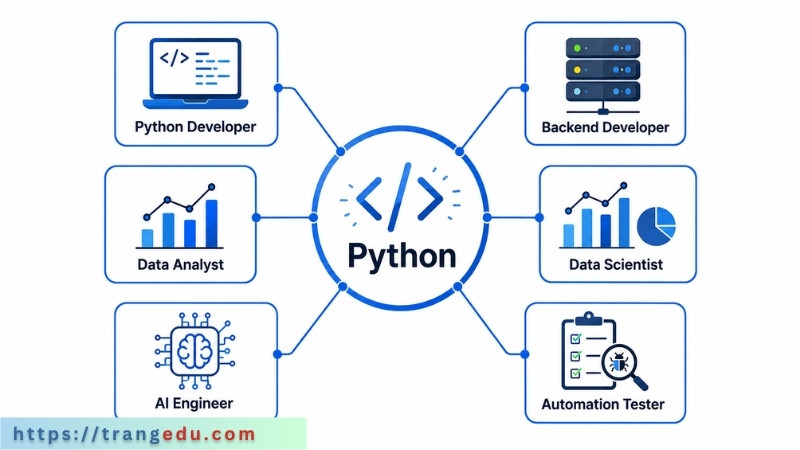 Infographic các nghề có thể theo đuổi khi học Python