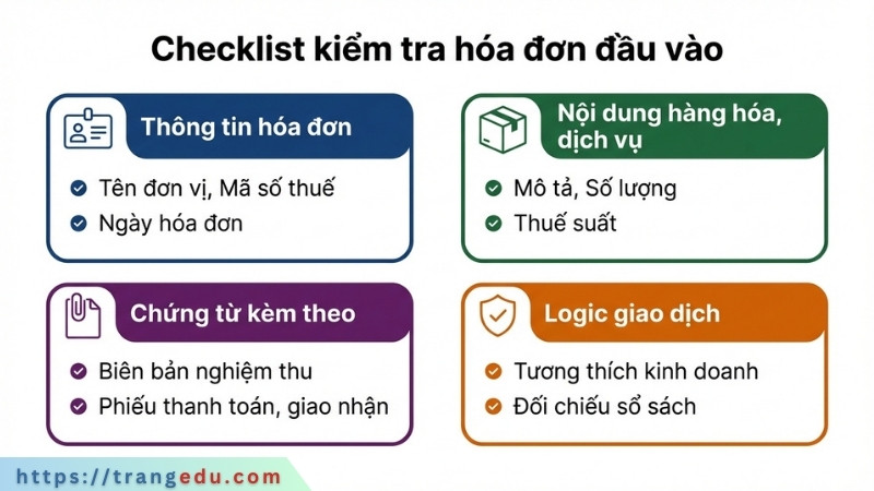 Checklist kiểm tra hóa đơn đầu vào kế toán thuế