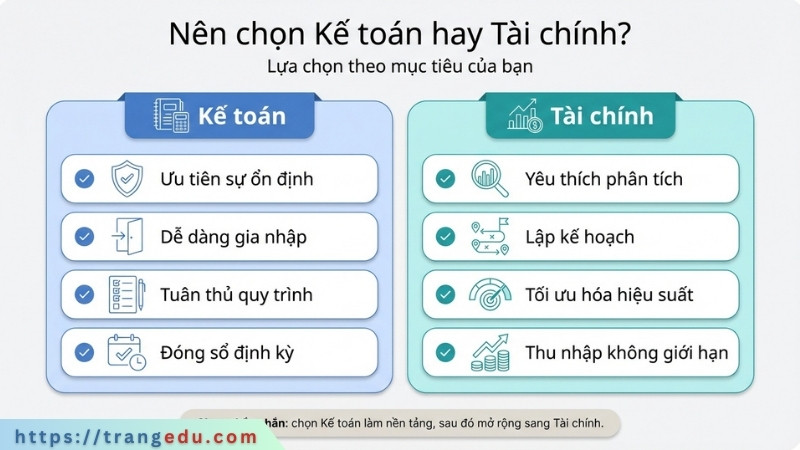 Infographic gợi ý nên chọn Kế toán hay Tài chính