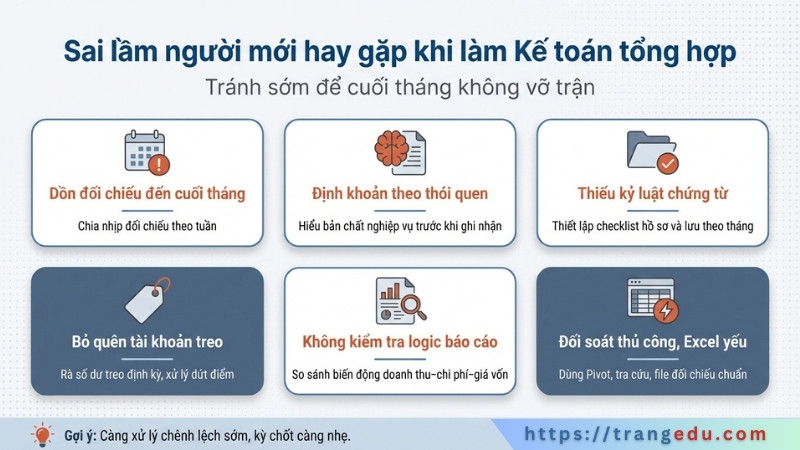 Infographic các sai lầm người mới hay gặp khi làm kế toán tổng hợp