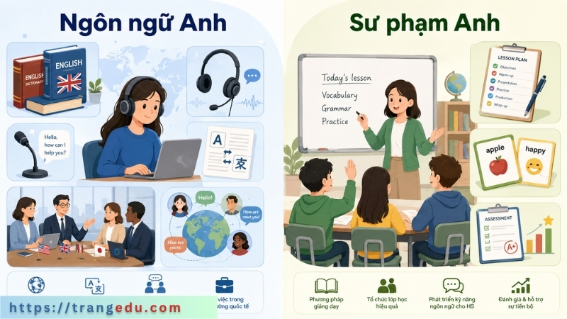 Khác nhau giữa Ngôn ngữ Anh và Sư phạm Anh