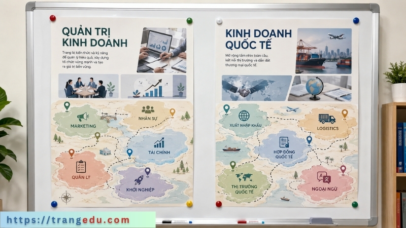 So sánh ngành Quản trị kinh doanh và Kinh doanh quốc tế